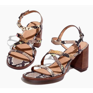 Madewell	 Size 8 The Edie Snake Skin Animal Print Chunky Heel Slingback Sandal